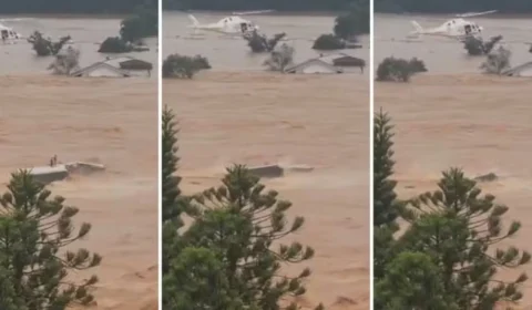 RS: vídeo mostra homem levado pela correnteza minutos antes de ser resgatado