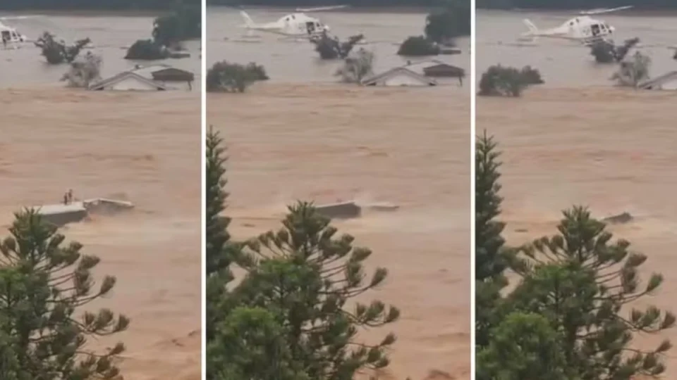 RS: vídeo mostra homem levado pela correnteza minutos antes de ser resgatado
