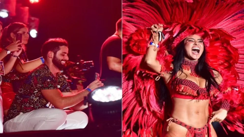 Matteus tieta Isabelle Nogueira no São João da Thay