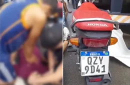 Vídeo mostra homem tentando salvar motociclista após acidente em Manaus