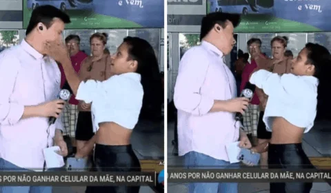 Jovem que fez ‘birra’ por não ganhar iPhone 15 ‘bate’ em repórter