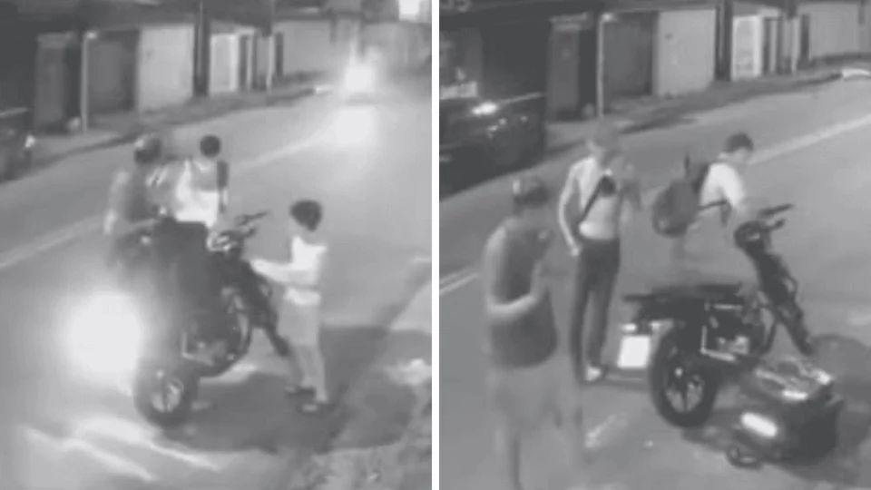 VÍDEO: dupla rouba moto de entregador durante delivery em Manaus