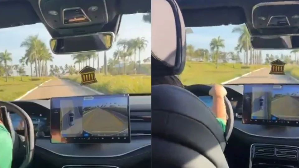 Andressa Suita assusta com vídeo do filho de 7 anos dirigindo