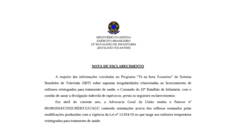 Exército esclarece afastamento de militares após denúncias no TO