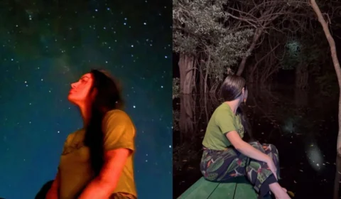 Isabelle posta sequência de fotos do céu estrelado na Amazônia