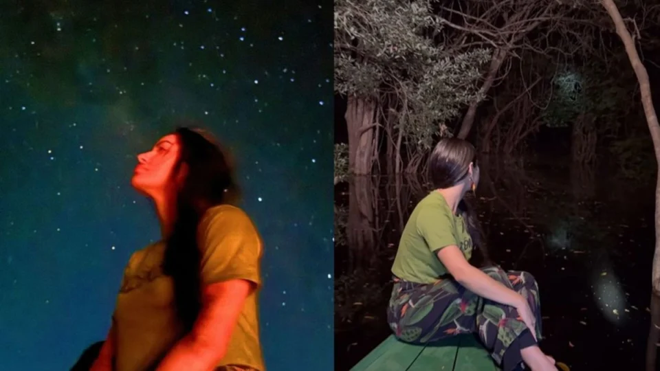 Isabelle posta sequência de fotos do céu estrelado na Amazônia