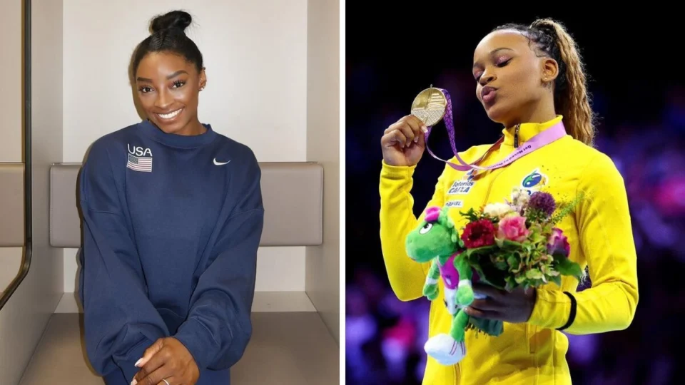 Simone Biles fala de Rebeca Andrade em documentário: ‘me assusta’
