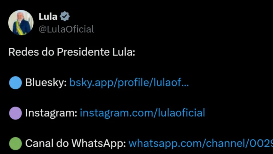 Lula posta suas redes sociais em meio a possível suspensão do X