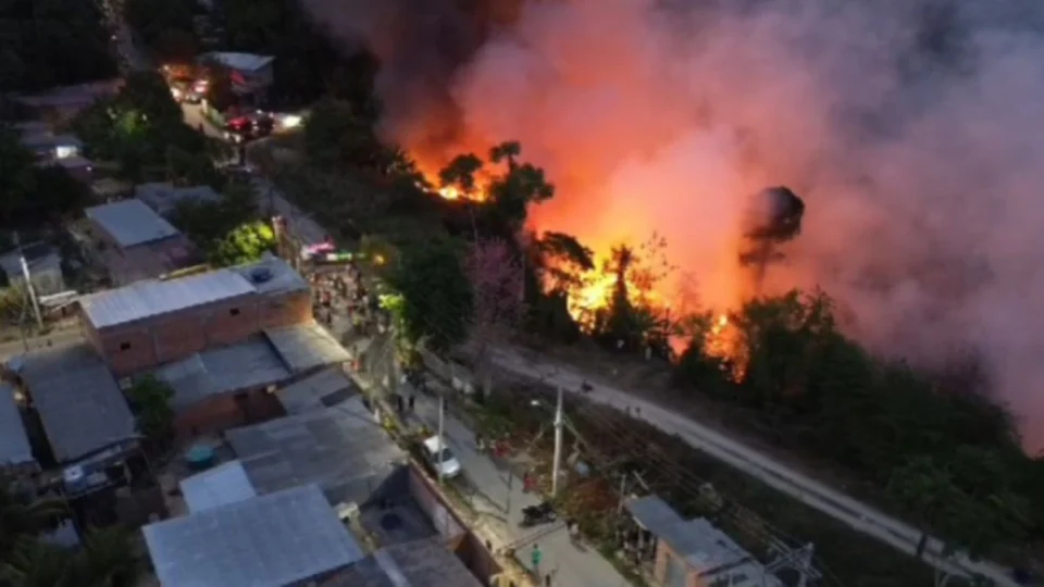 Veja vídeos do incêndio que atingiu área de mata no Coliseu, em Manaus