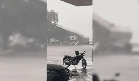 Chuva em Fortaleza do Tabocão derruba estrutura de posto