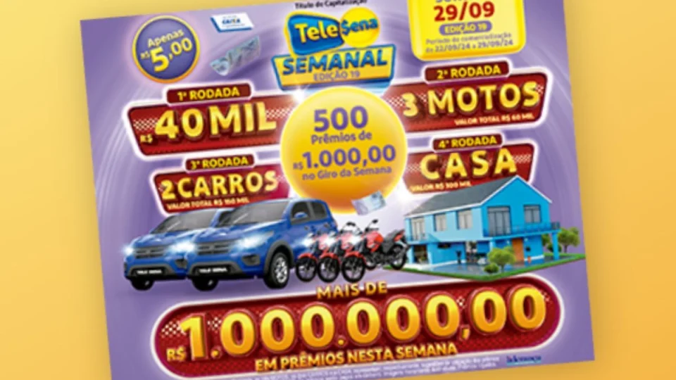 Resultado Tele Sena Semanal (29/09): veja sorteio da 19ª edição