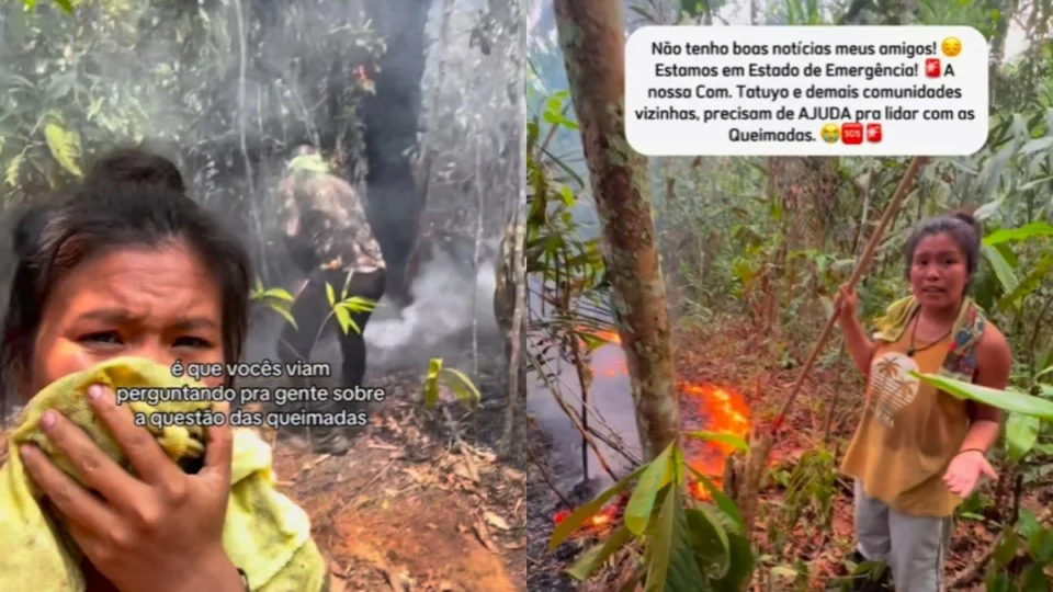 Queimadas na Amazônia: influenciadora indígena mostra fogo em comunidade no Amazonas; assista