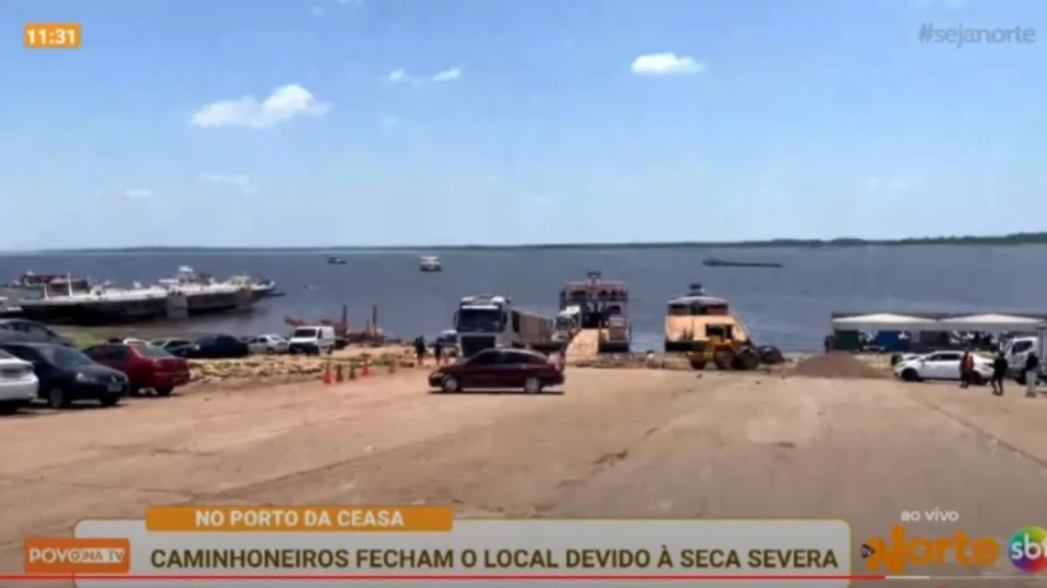 Seca no AM: caminhoneiros enfrentam dificuldade no Porto da Ceasa; veja vídeo