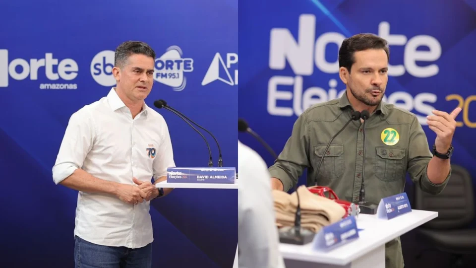 Debate na TV Norte: ‘Quando é conveniente você apoia o PT’, diz David Almeida para Alberto Neto