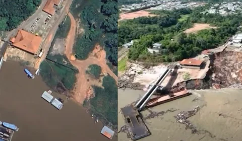 Antes e depois: veja imagens do desabamento no porto em Manacapuru