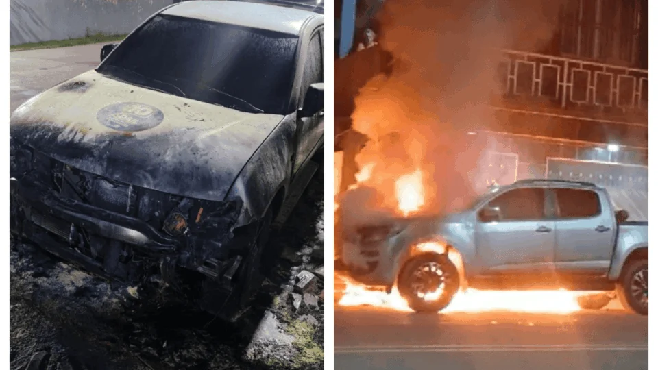 Carros com adesivos de Adail Pinheiro são incendiados em Coari; veja