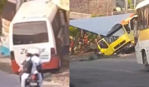 Motorista de micro-ônibus perde controle e invade casa em Manaus; veja vídeo