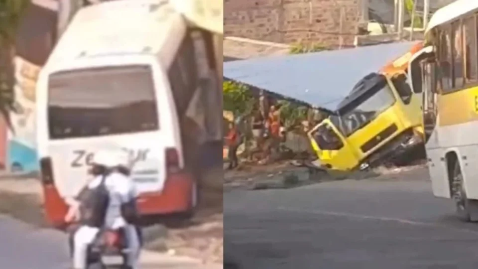 Motorista de micro-ônibus perde controle e invade casa em Manaus; veja vídeo