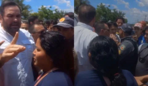 Vídeo mostra confusão entre prefeito que prometeu whey de graça e policiais no AM