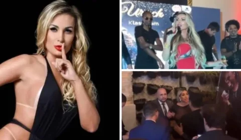 Andressa Urach bate boca com Juju Ferrari logo após darem ‘selinho’ em palco; assista confusão