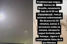 Avião é impedido de pousar em Rio Branco por conta da forte fumaça