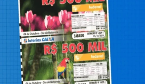 Loteria Federal de hoje, quarta-feira (02/10), concurso 5906; prêmio chega a R$ 500 mil