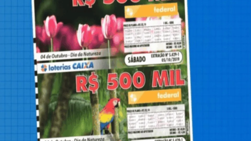 Loteria Federal de hoje, quarta-feira (02/10), concurso 5906; prêmio chega a R$ 500 mil
