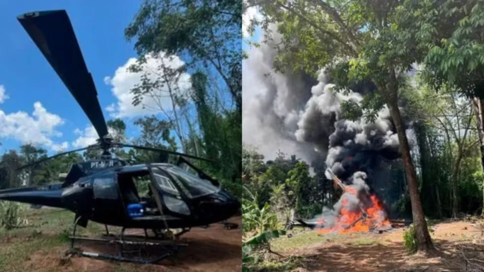 FAB destrói helicóptero usado no garimpo ilegal na Terra Yanomami