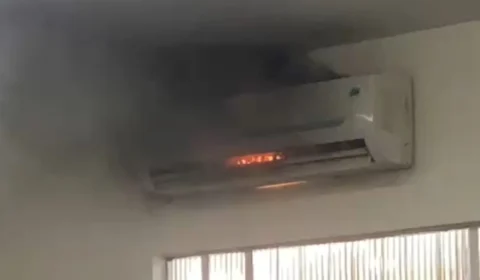 VÍDEO: Incêndio atinge ar-condicionado de UBS em Manaus
