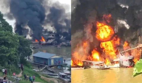 Incêndio atinge postos de gasolina em Japurá, interior do Amazonas, nesta quinta (17)