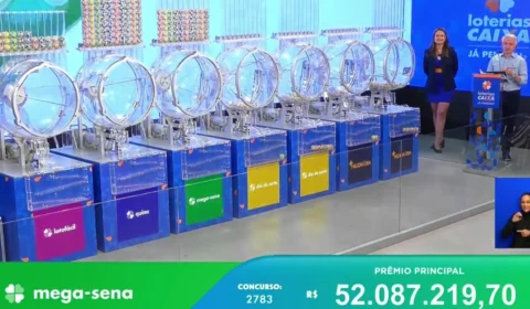 Mega-Sena 2783: uma aposta acerta e fatura sozinha R$ 52 milhões