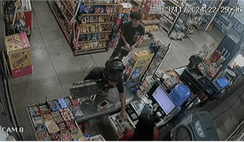Câmera de segurança registra assalto em supermercado em Palmas; veja vídeo