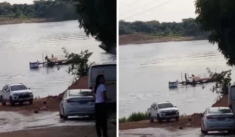 Vídeo: Caminhonete afunda ao cair de balsa em Roraima