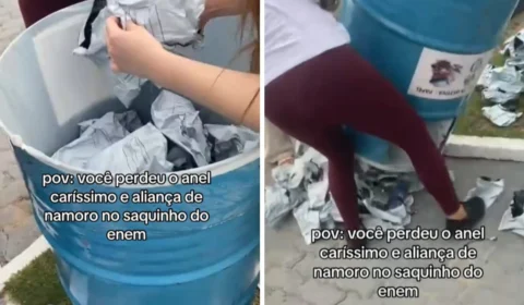 Candidata do Enem em Manaus revira lixo após perder anel ‘caríssimo’ durante prova