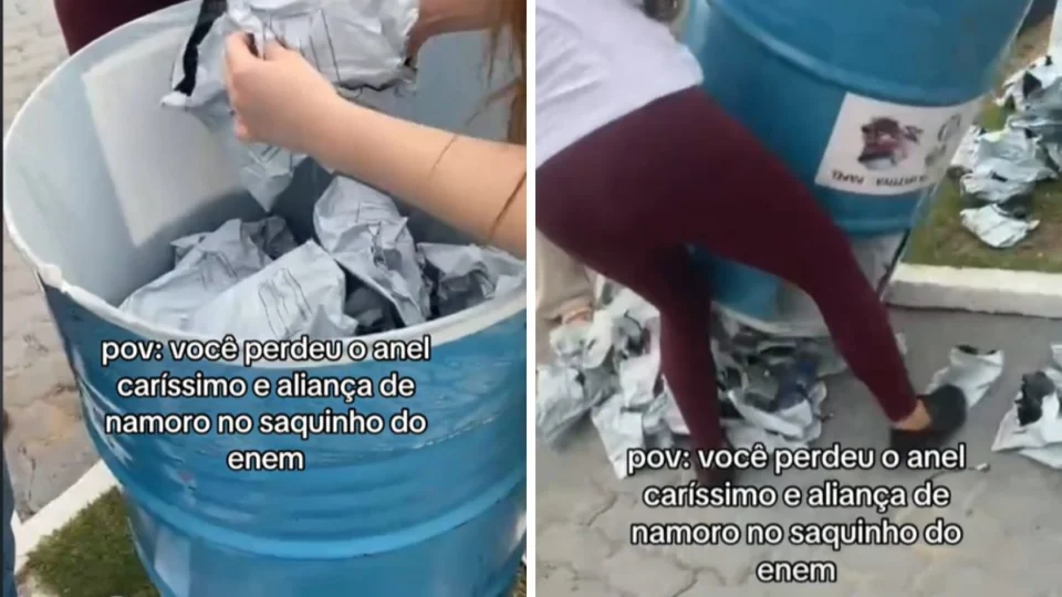 Candidata do Enem em Manaus revira lixo após perder anel ‘caríssimo’ durante prova