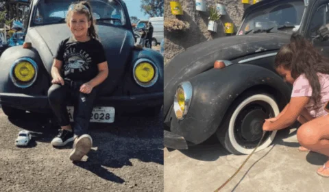 VÍDEO: Filha segue passos do pai mecânico e troca bonecas por paixão por carros