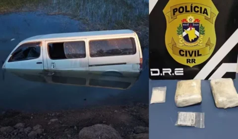 Homem cai em lago ao tentar escapar da polícia com cocaína em RR