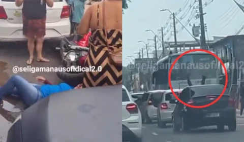VÍDEO: motorista bêbado atropela motociclista em Manaus: ‘A mala tá só cachaça’