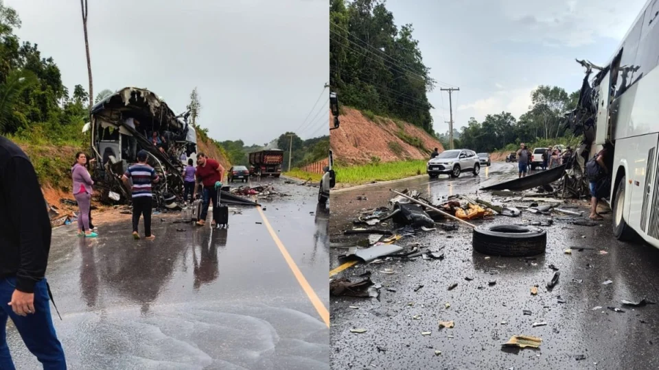 Acidente entre carreta e ônibus deixa mortos na AM-010