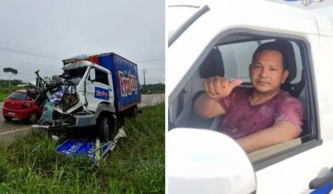 Homem preso às ferragens de caminhão morre após acidente em Manacapuru