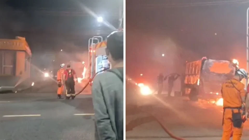 Ônibus de rota é consumido por incêndio e assusta moradores em Manaus