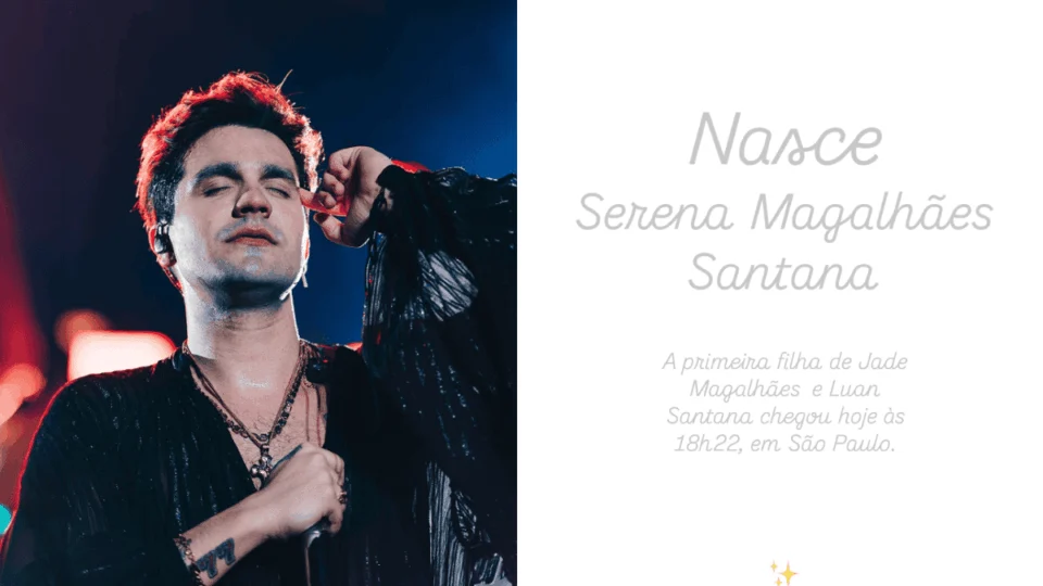 Primeira filha de Luan Santana nasceu neste sábado (28)