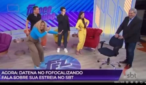 Datena relembra ‘cadeirada’ ao invadir programa Fococalizando ao vivo, no SBT