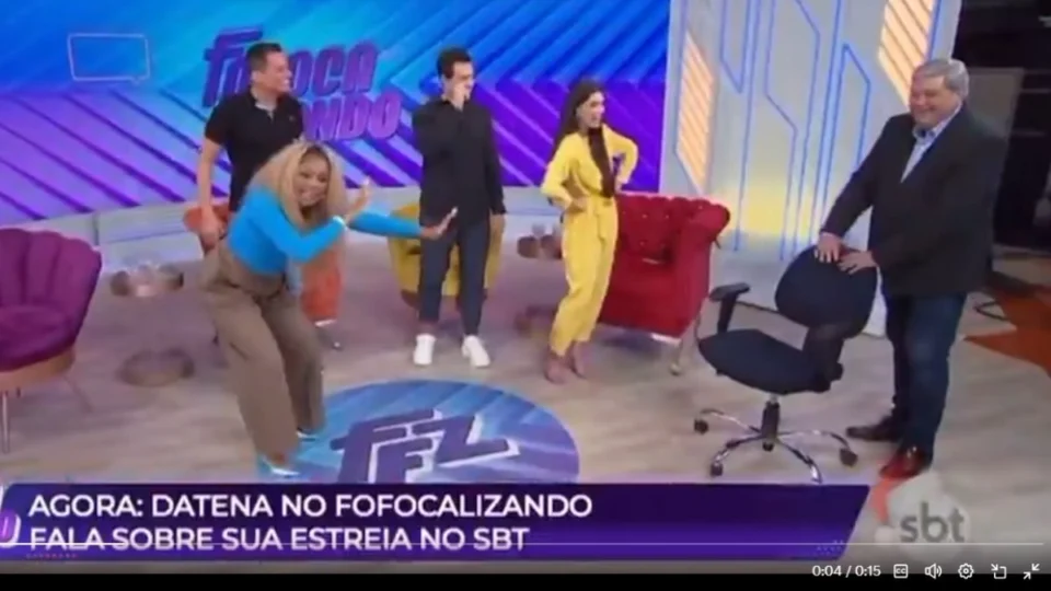 Datena relembra ‘cadeirada’ ao invadir programa Fococalizando ao vivo, no SBT