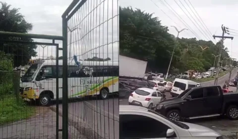 Colisão de micro-ônibus causa congestionamento na zona Norte de Manaus; veja vídeo