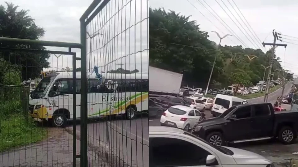 Colisão de micro-ônibus causa congestionamento na zona Norte de Manaus; veja vídeo