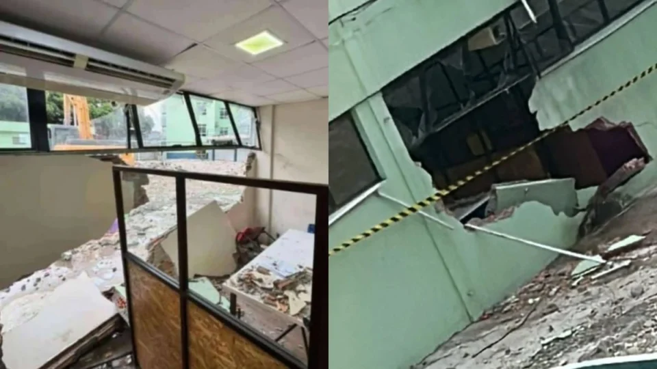 Alunos da UEA ficam feridos após trator destruir parede de biblioteca em Manaus; veja vídeo