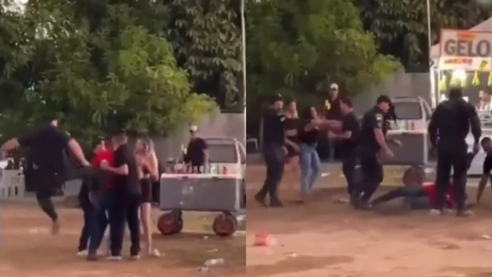 Homem leva voadora após puxar o cabelo de uma mulher durante discussão em Cantá; veja vídeo