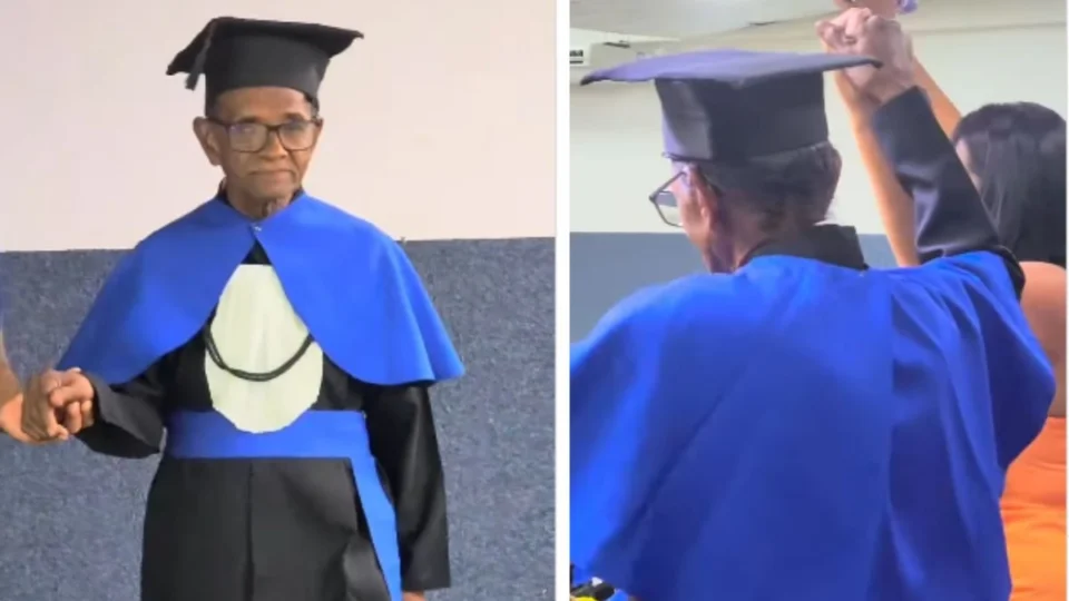 Idoso de 82 anos, que não sabia ler, conclui Ensino Médio e é aplaudido de pé na formatura; assista