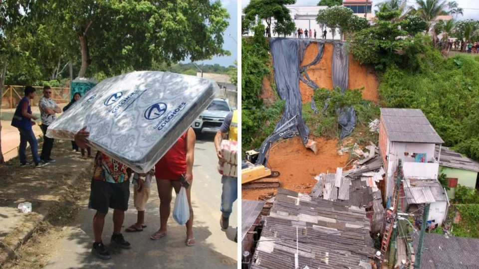 Moradores pedem ajuda após deslizamento deixar famílias desabrigadas em Manaus